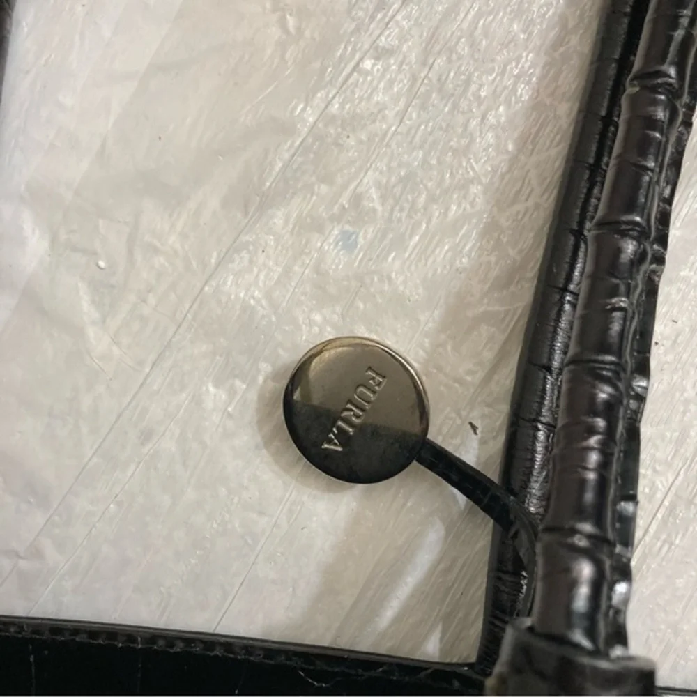 Furla black embossed leather multi compartment tote bag